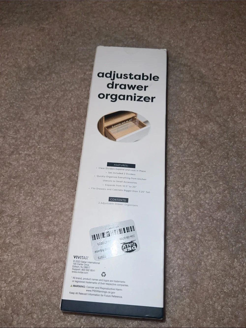 NIB 2pc Adjustable Drawer Organizer